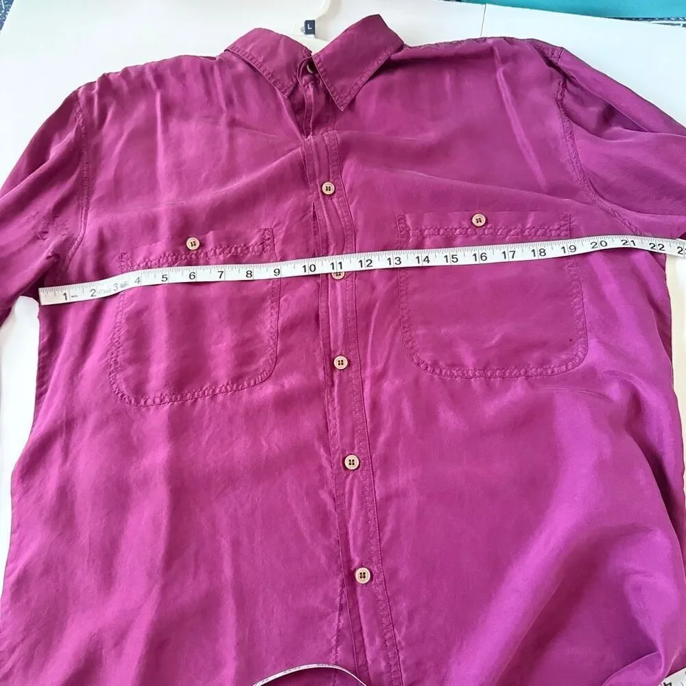 Robert Stock Men’s Burgundy Silk Button Down Shirt Size M